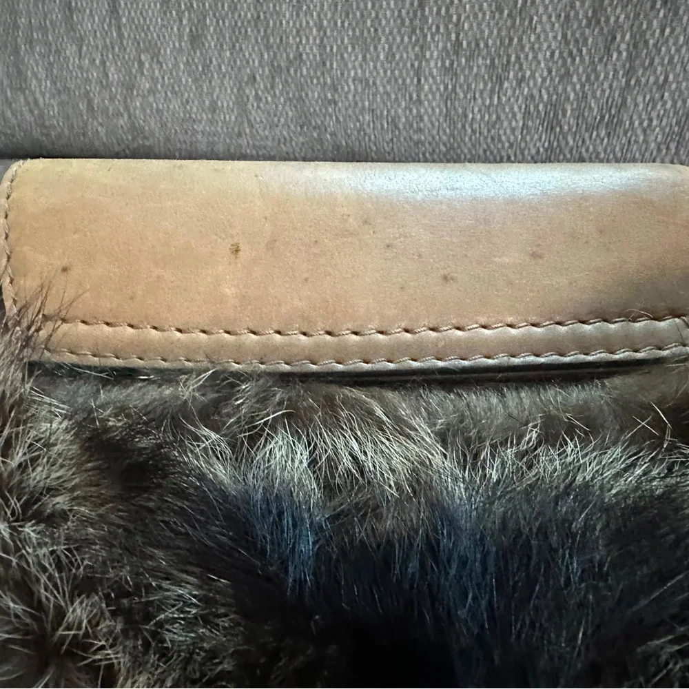 Gucci Brown Fur & Leather Tom Ford Small Flap Bag with Gold Chain Detail